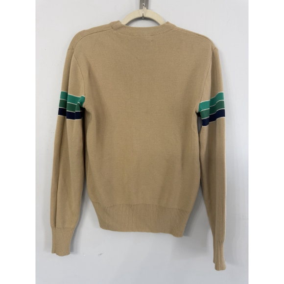 Vintage Slalom Apres Ski Tan And Stripes Crewneck Sweater 100% Wool Men’s Medium - Picture 5 of 7